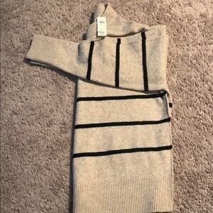 Aerie Beige and Black Striped Crew Neck Sweater